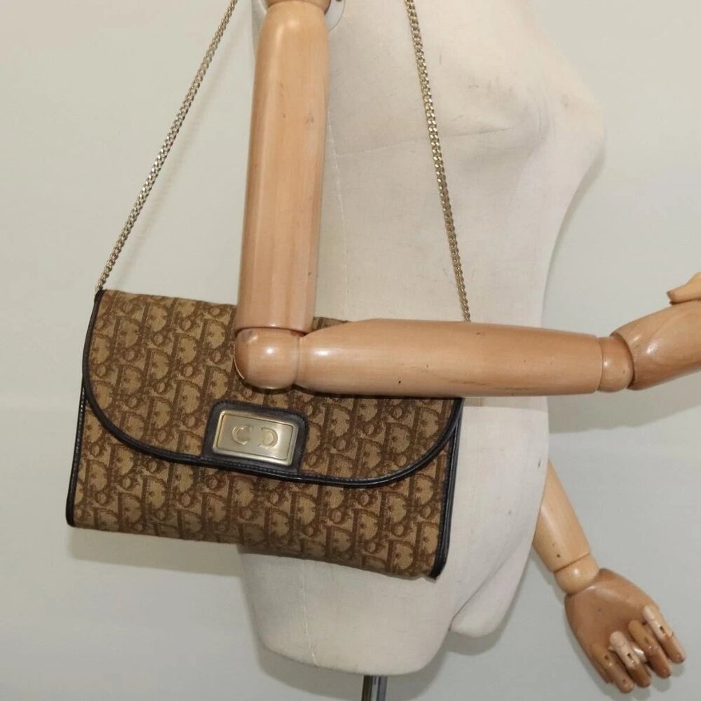 Christian Dior Trotter Canvas Chain Shoulder Bag Brown Auth 131653 - Picture 1 of 16